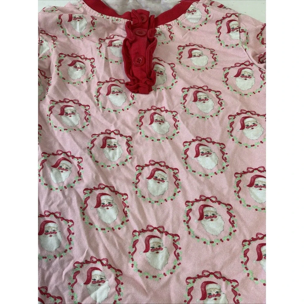 Cecil & Lou Santa Holiday Christmas Cotton Stretch Pajamas Girl Sz 7 Pink